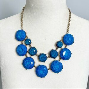 Vibrant double strand faceted blue bib statement necklace